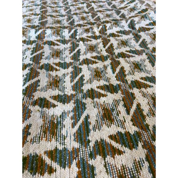 Vtg Tapestry Upholstery Fabric 66x55 Tribal Woven Jacquard Turquoise Brown Cream - Picture 7 of 10